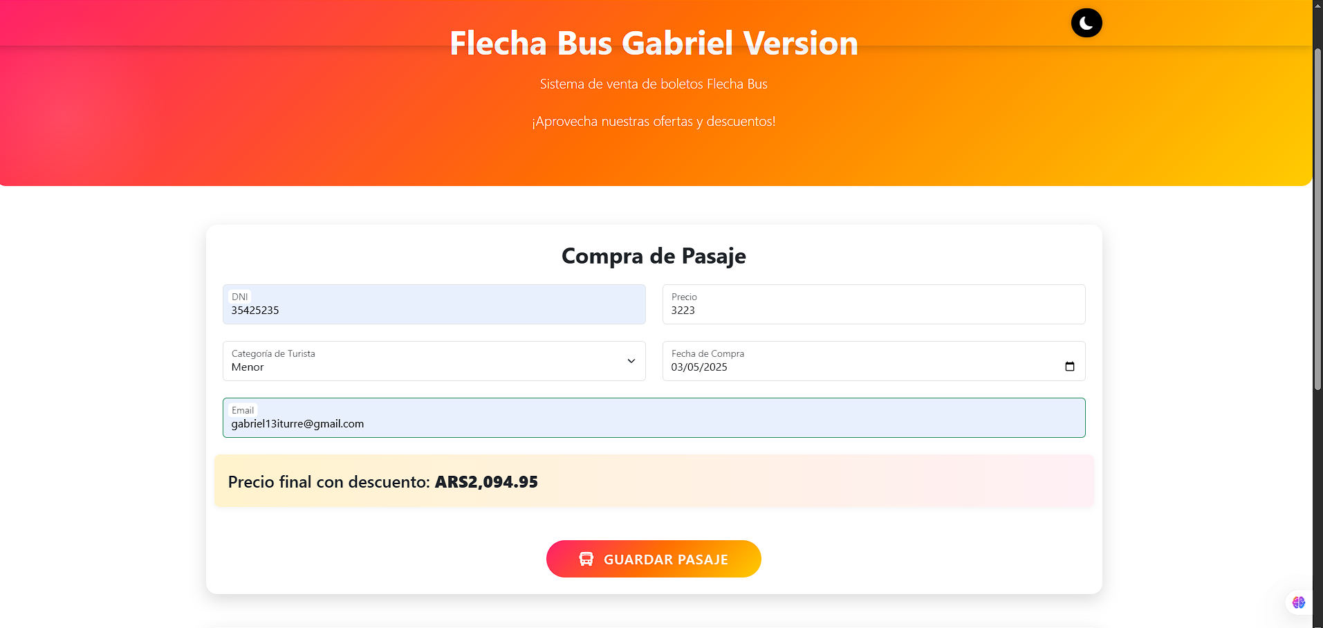 Sistema Venta de Pasajes