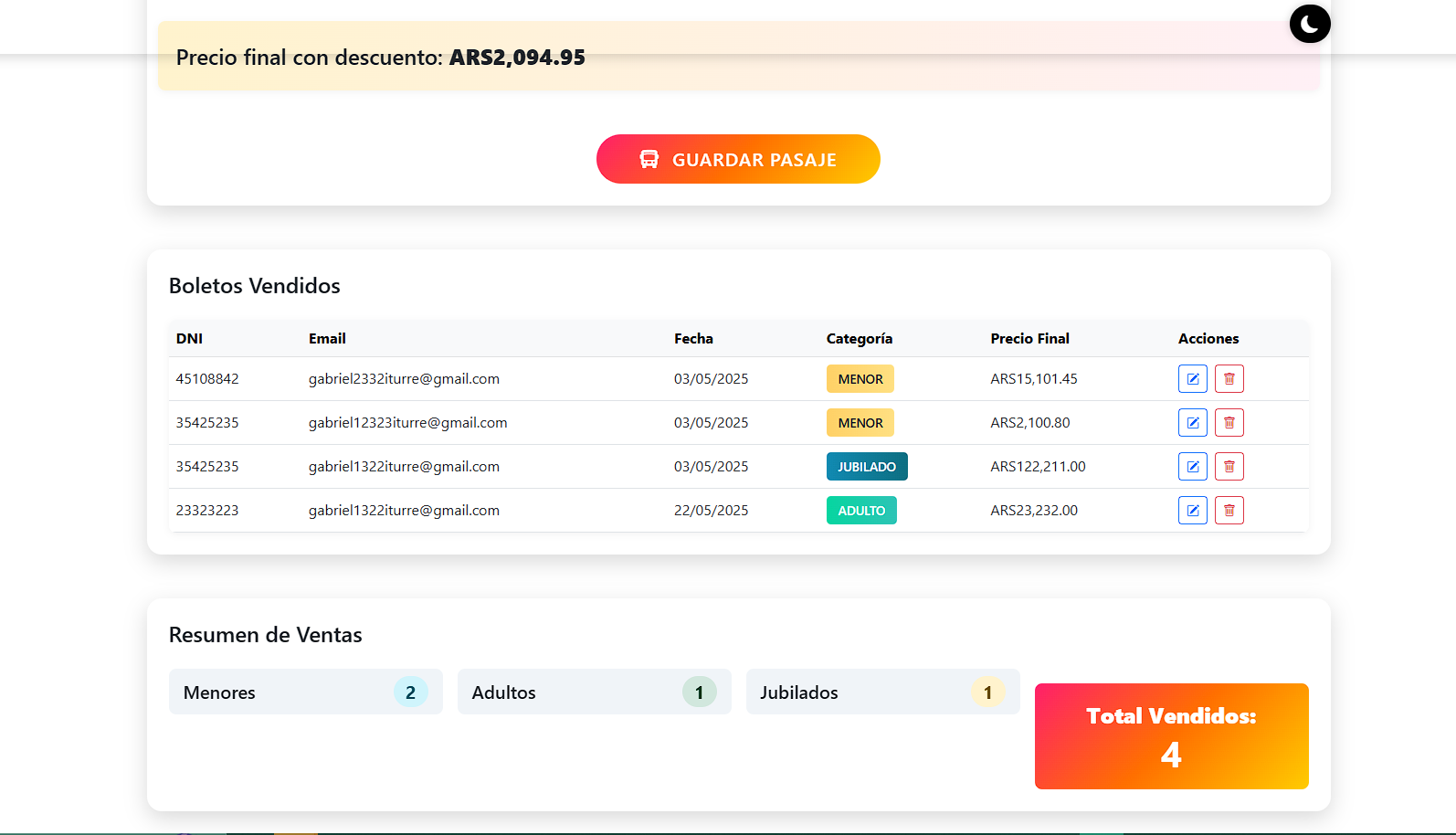 Sistema Venta de Pasajes