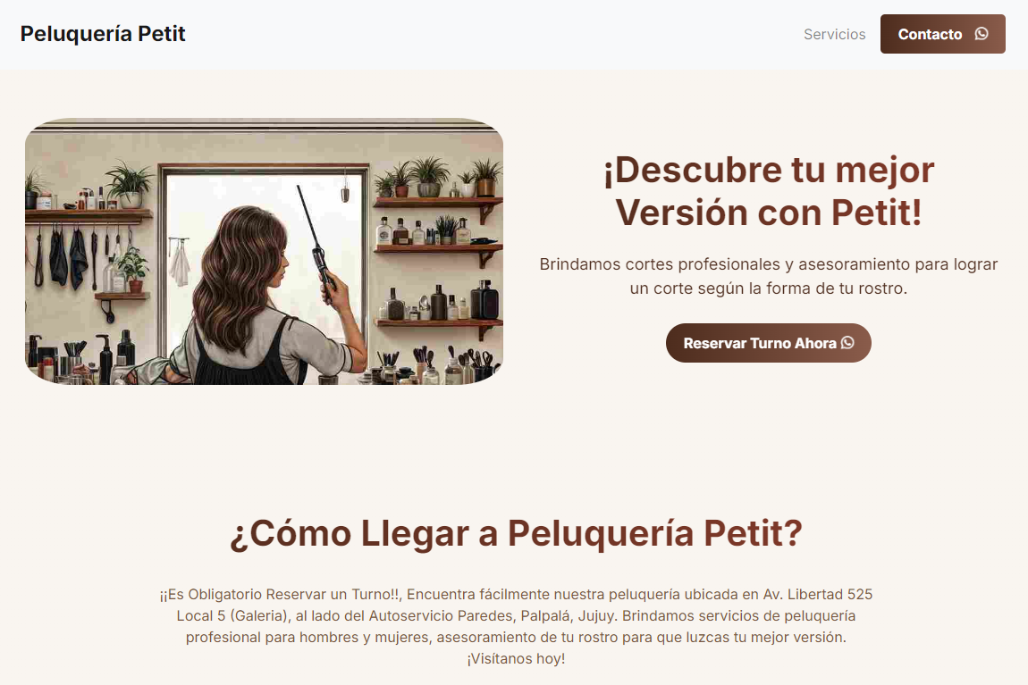 Sitio Web Peluquería Petit