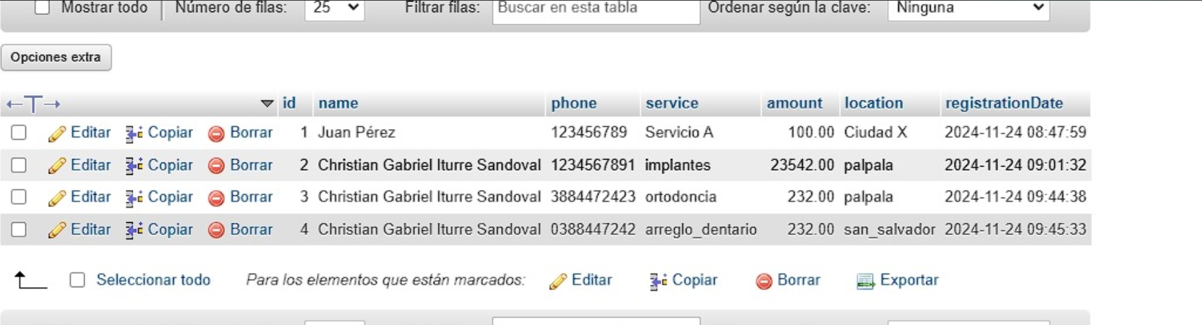 Sistema de registro de pacientes