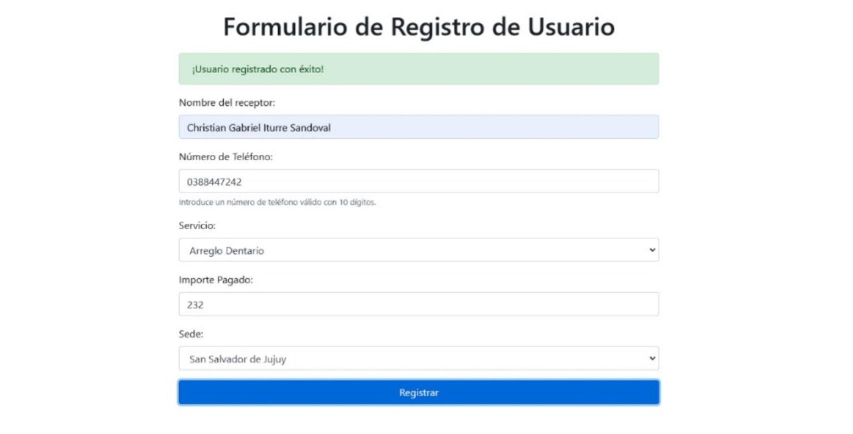 Sistema de registro de pacientes